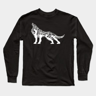 Wolf tree blend cute cool colorful Long Sleeve T-Shirt